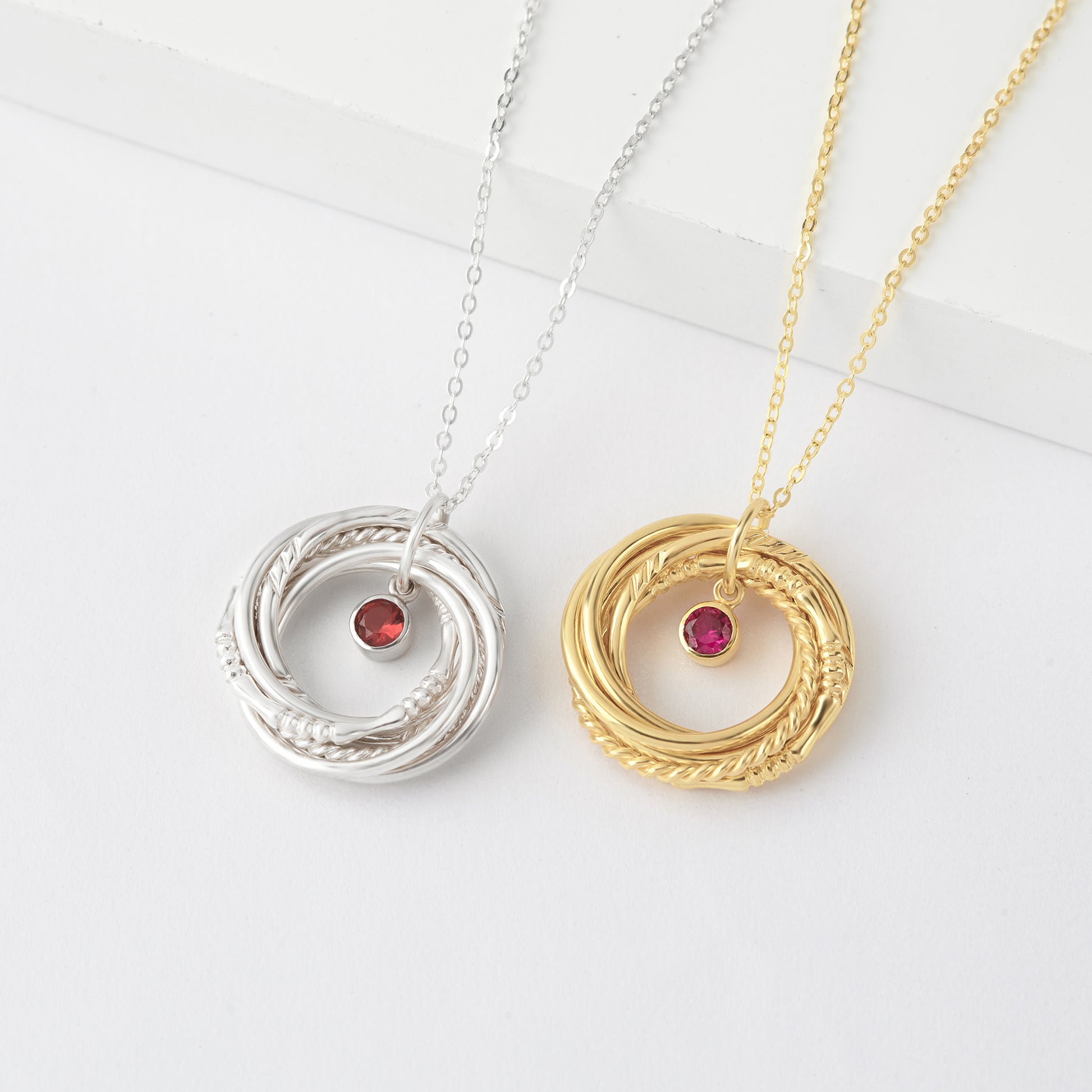 6 ring birthstone necklace