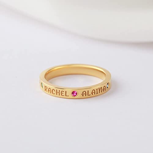 Mom Ring With Kids Names, Personalized Mother Ring, Birthstone Ring