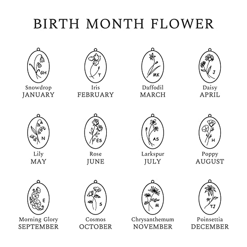 Birth Flower Necklace For Mom, Mother Jewelry, Mom Necklace Flowers