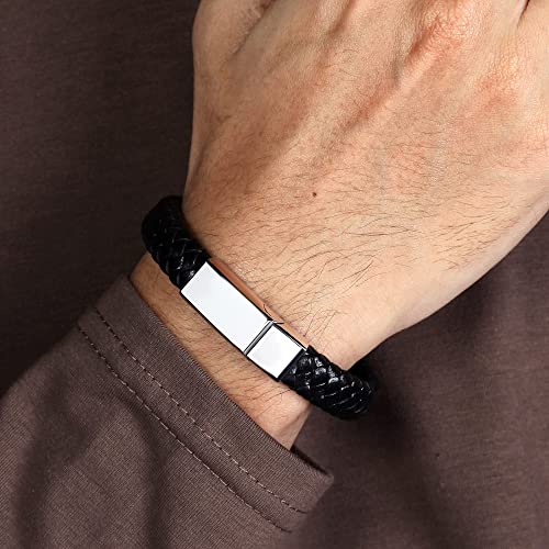 Personalized Leather Bracelet With Hidden Message Boyfriend Gift Bacelet for Husband Bracelet for Son From Parents Birthday Gift for Him