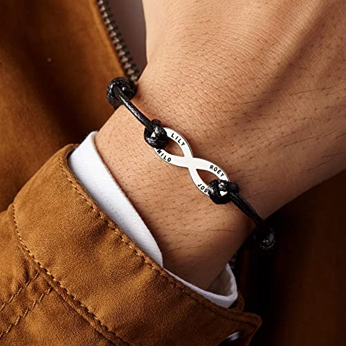 Custom Bracelet for Dad with Kids Name Bracelet Leather Bracelet for Dad From Kids Husband Gift Fathers Day Gift Anniversary Gift for Dad