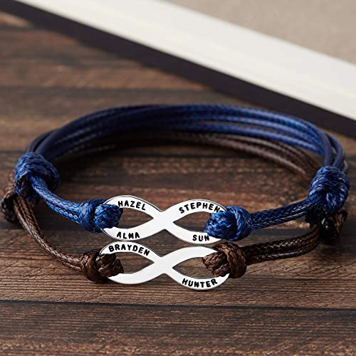 Custom Bracelet for Dad with Kids Name Bracelet Leather Bracelet for Dad From Kids Husband Gift Fathers Day Gift Anniversary Gift for Dad