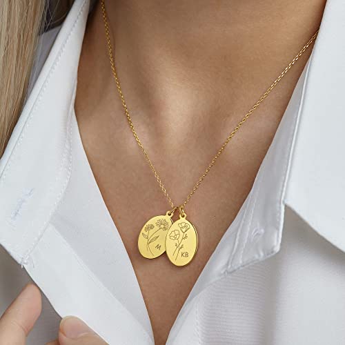 Birth Flower Necklace For Mom, Mother Jewelry, Mom Necklace Flowers