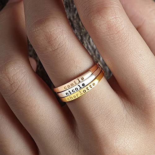 Stackable Mom Ring Mama Custom Name Ring Mama Stacked Ring with Kid Name Mother Ring Gift Idea for Birthday Mom Friend Gift Idea 3 Name Ring