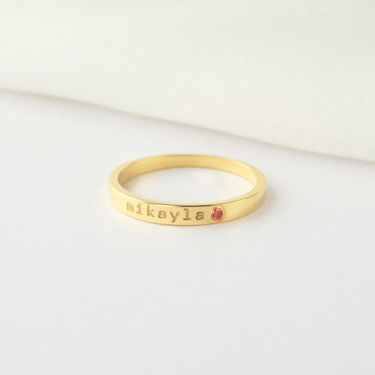 Custom Name Ring With Birthstone for Girlfriend Stackable Name Ring Mom Ring Anniversary Gift for Girlfriend Birthday Gift for Girlfriend