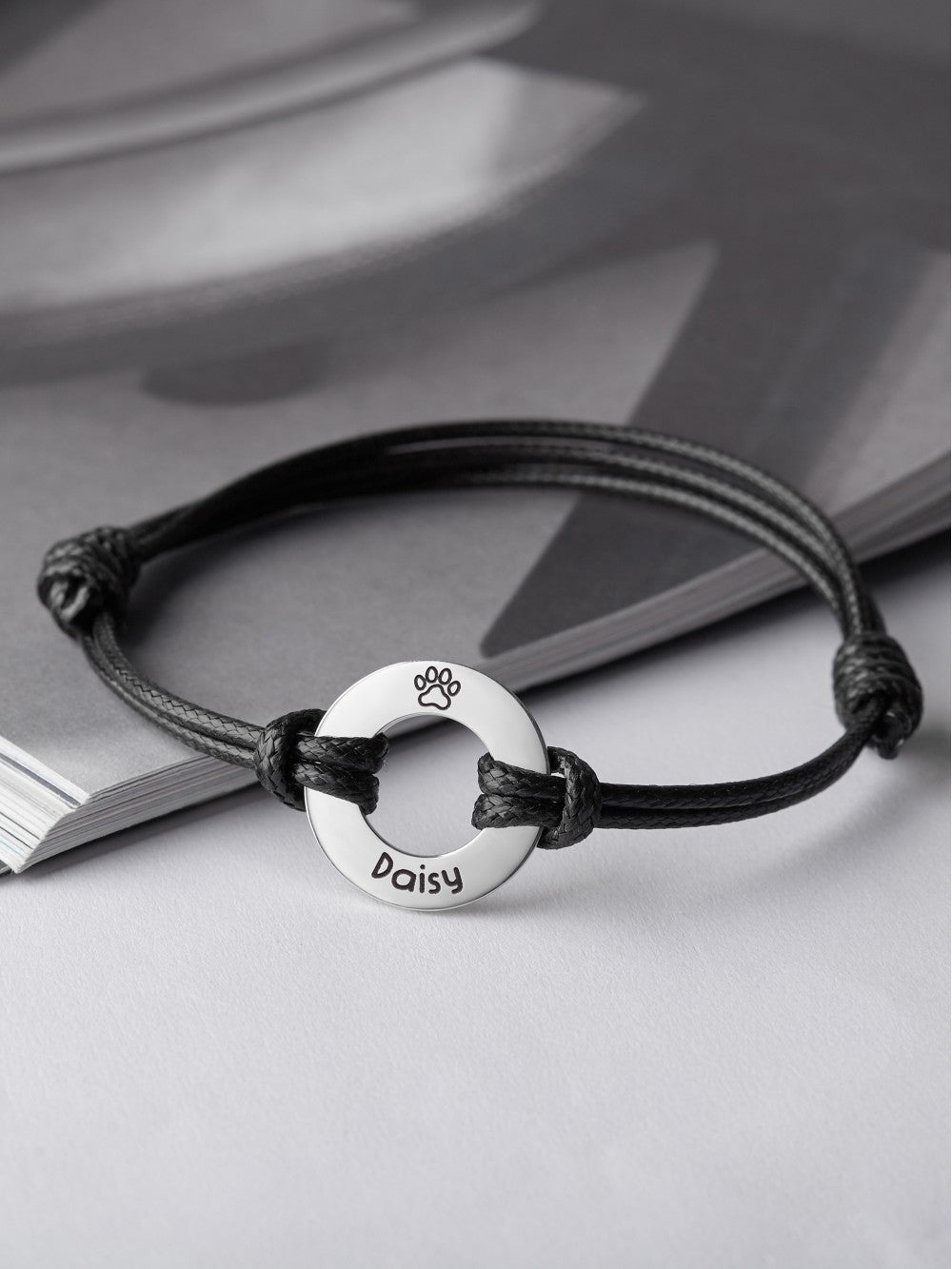 Pet Memorial Bracelet for Men Custom Bracelet with Pet Name Leather Bracelet Gift For Boyfriend Anniversary Gift Idea for Husband with Pet