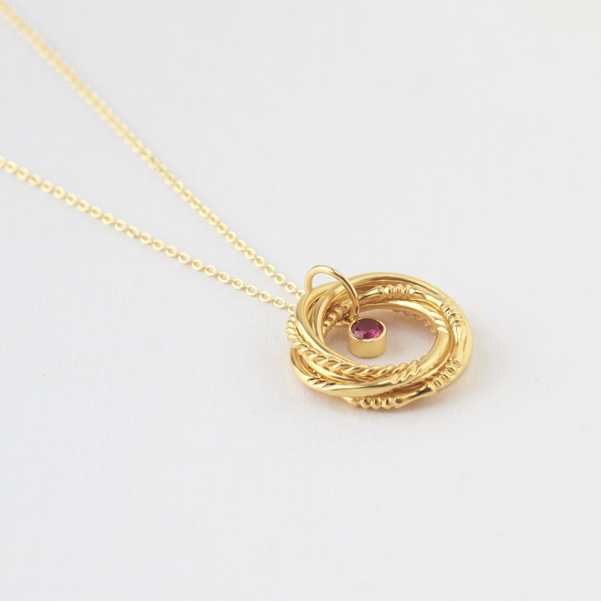 6 ring birthstone necklace