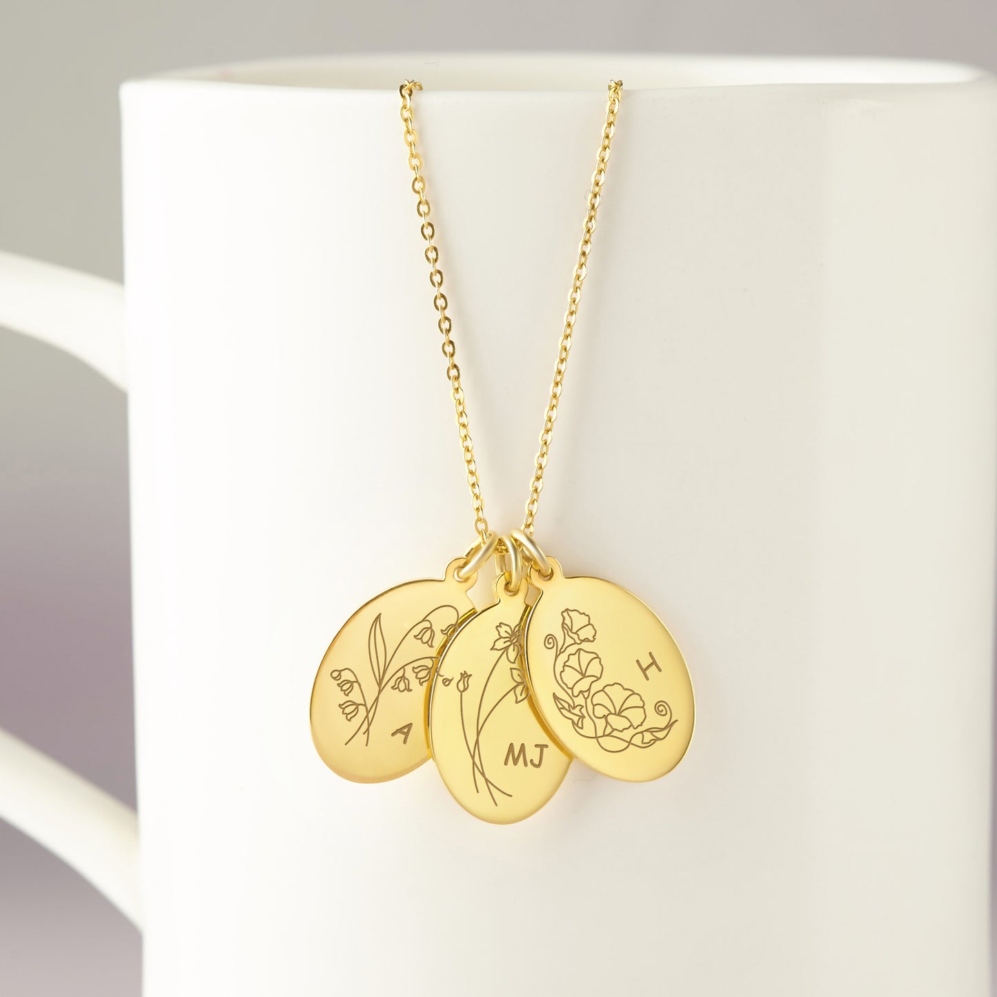 Birth Flower Necklace For Mom, Mother Jewelry, Mom Necklace Flowers