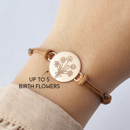 Custom Birth Flower Bracelet Family Bracelet Birth Flower Gift Mom Bracelet Multi Birth Flower Bracelet for Friend Mom Custom Birthday Gift