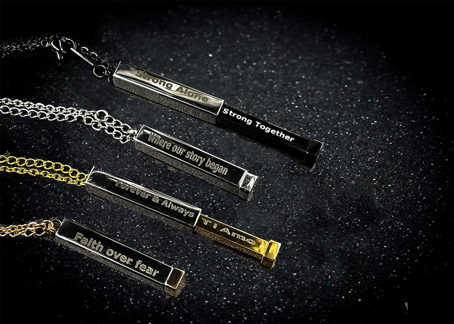 Personalize Secret Message Necklace Bar Pendant