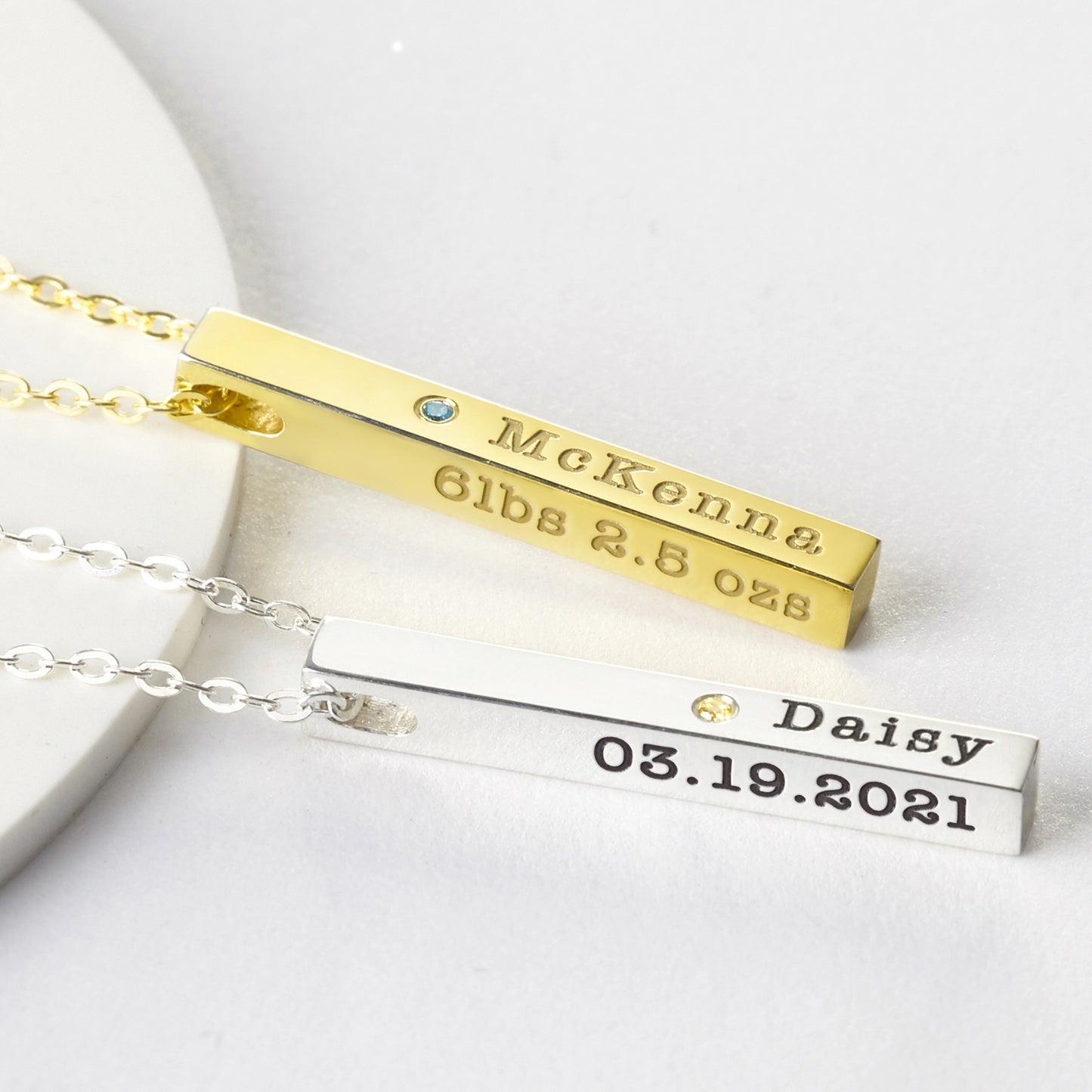 New Mom Necklace Baby Stats Necklace With Birthstone New Mom Gift Custom Name Necklace Baby Name and Date Necklace for New Mom Gift