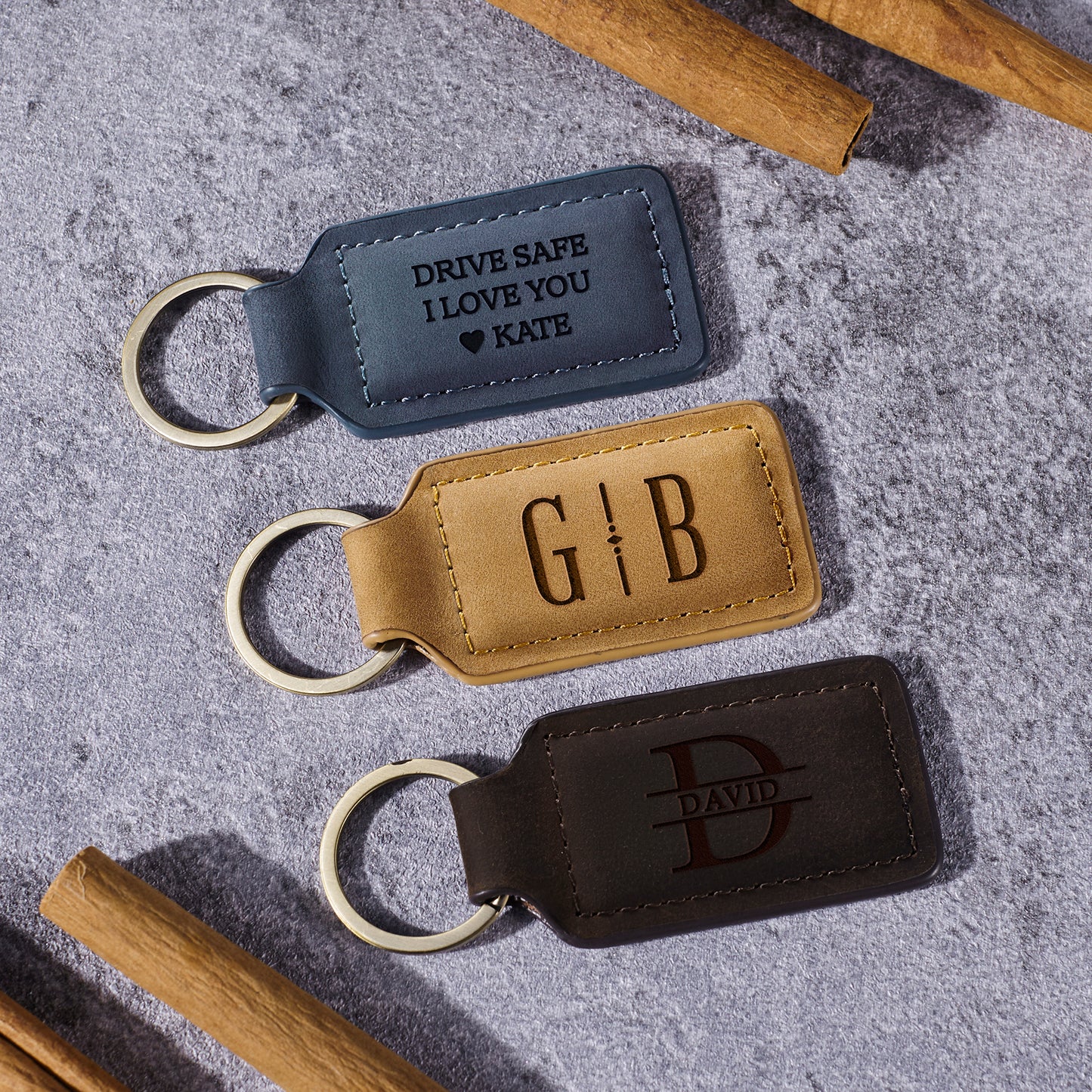 Custom Dad Leather Keychain Monogram Keychain for Grandpa Personalized Keychain for Husband Birthday Gift Leather Keychain with Name Gift