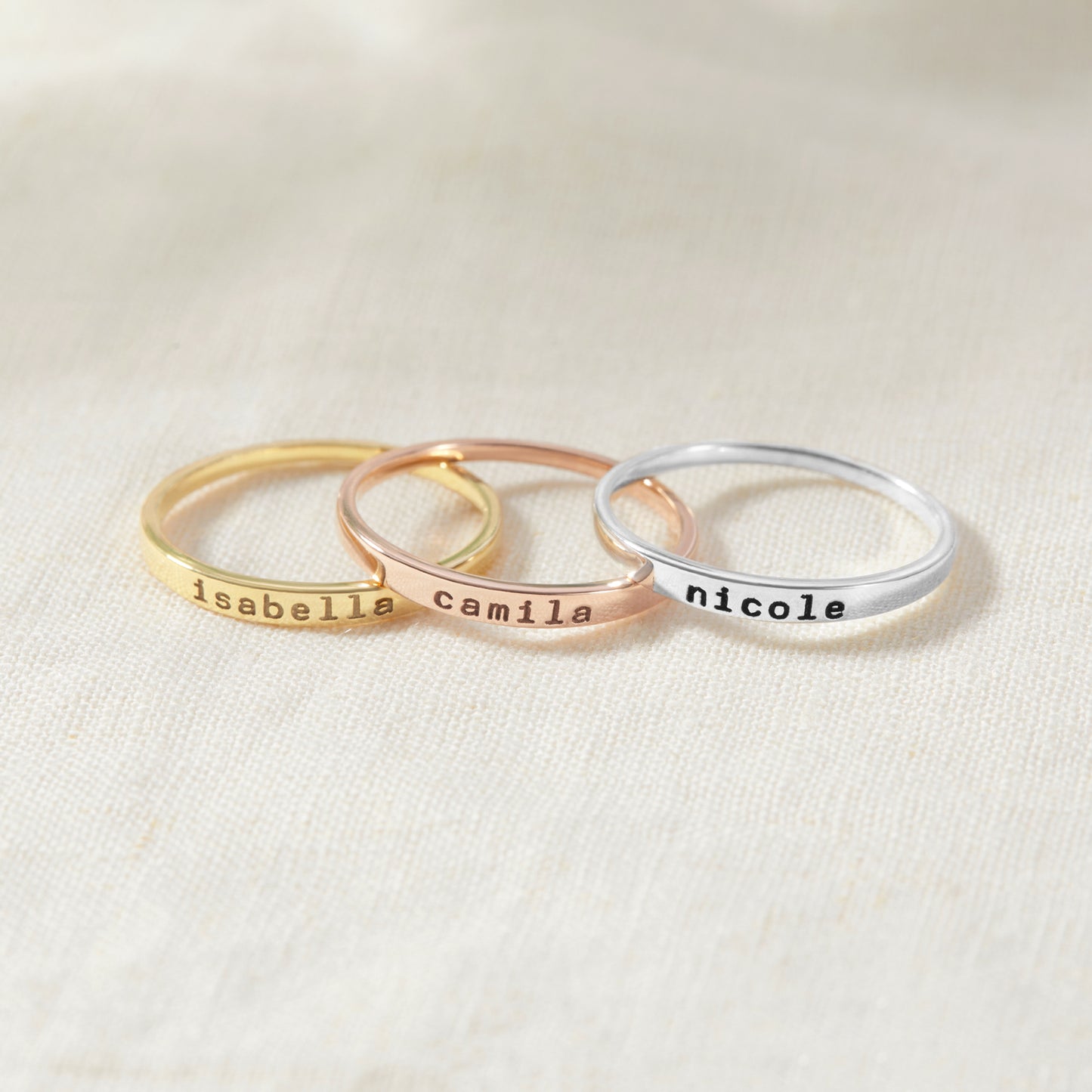 Stackable Mom Ring Mama Custom Name Ring Mama Stacked Ring with Kid Name Mother Ring Gift Idea for Birthday Mom Friend Gift Idea 3 Name Ring