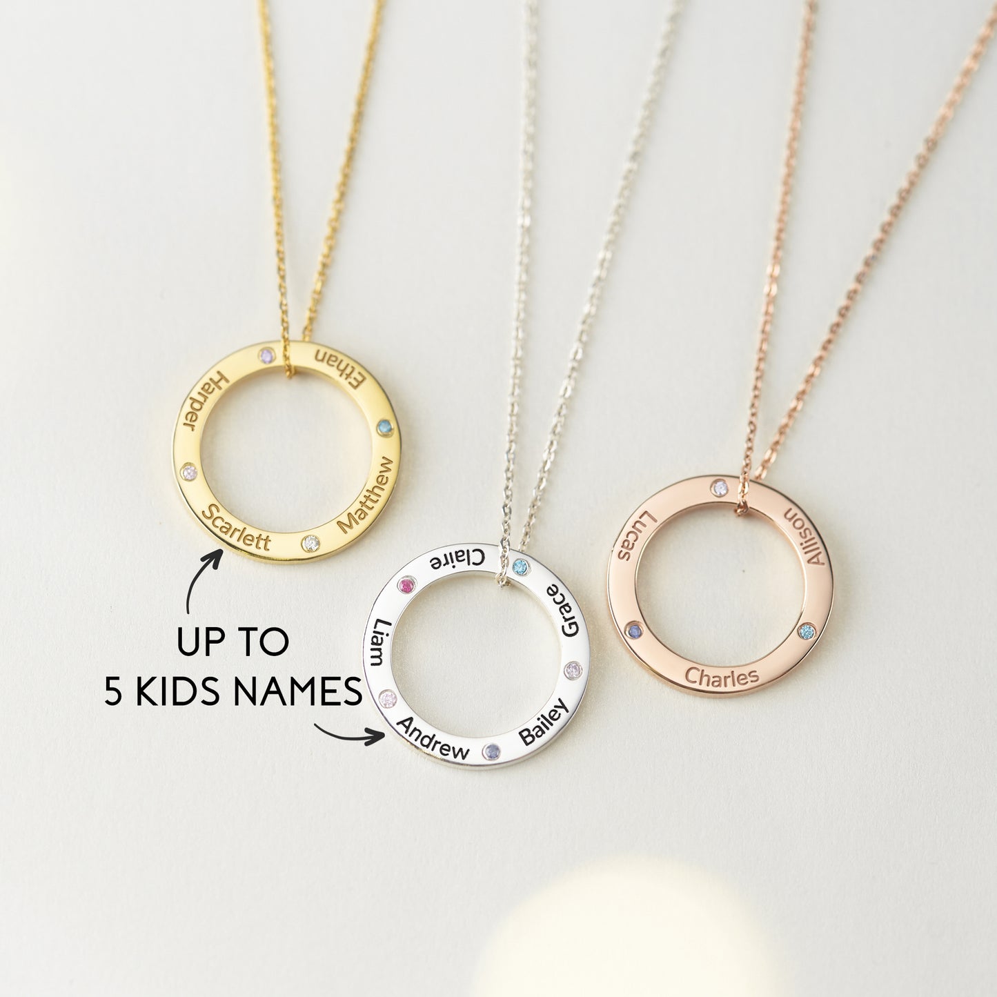 4 Name Necklace for Mom 3 Name Necklace for Mom Grandma Gift Necklace Grandchildren Necklace with Birthstone Gold Necklace with Name