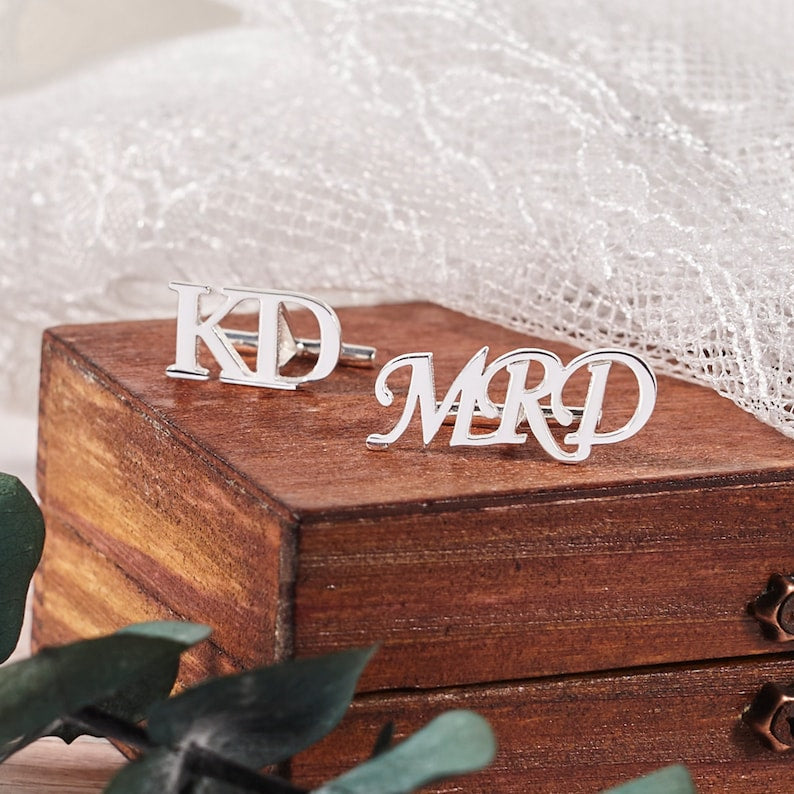 Metal Groom Cufflinks Personalize for Husband Perfect Gift on Special Day from Wife Engraved Silver Cufflinks Wedding Accessories for Men