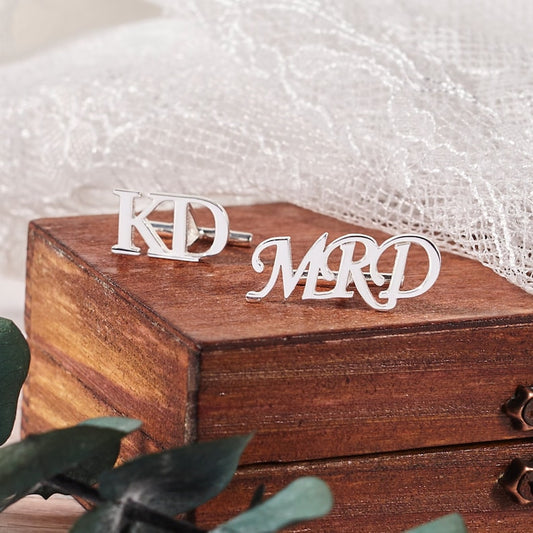 Metal Groom Cufflinks Personalize for Husband Perfect Gift on Special Day from Wife Engraved Silver Cufflinks Wedding Accessories for Men