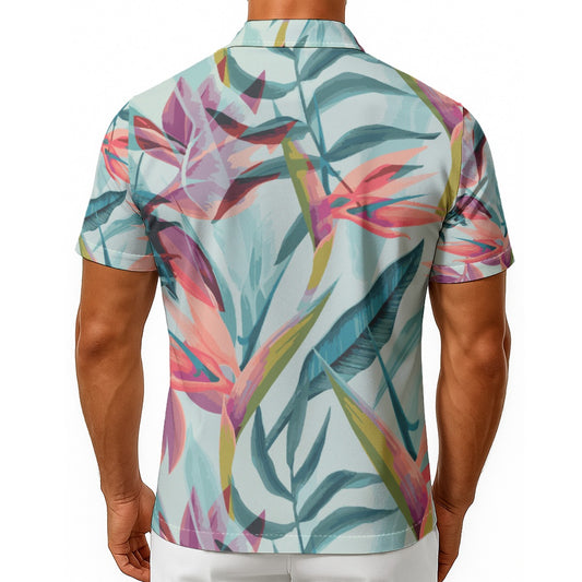 Customizable All-Over Print Men's Hawaiian Shirt With Button Closure