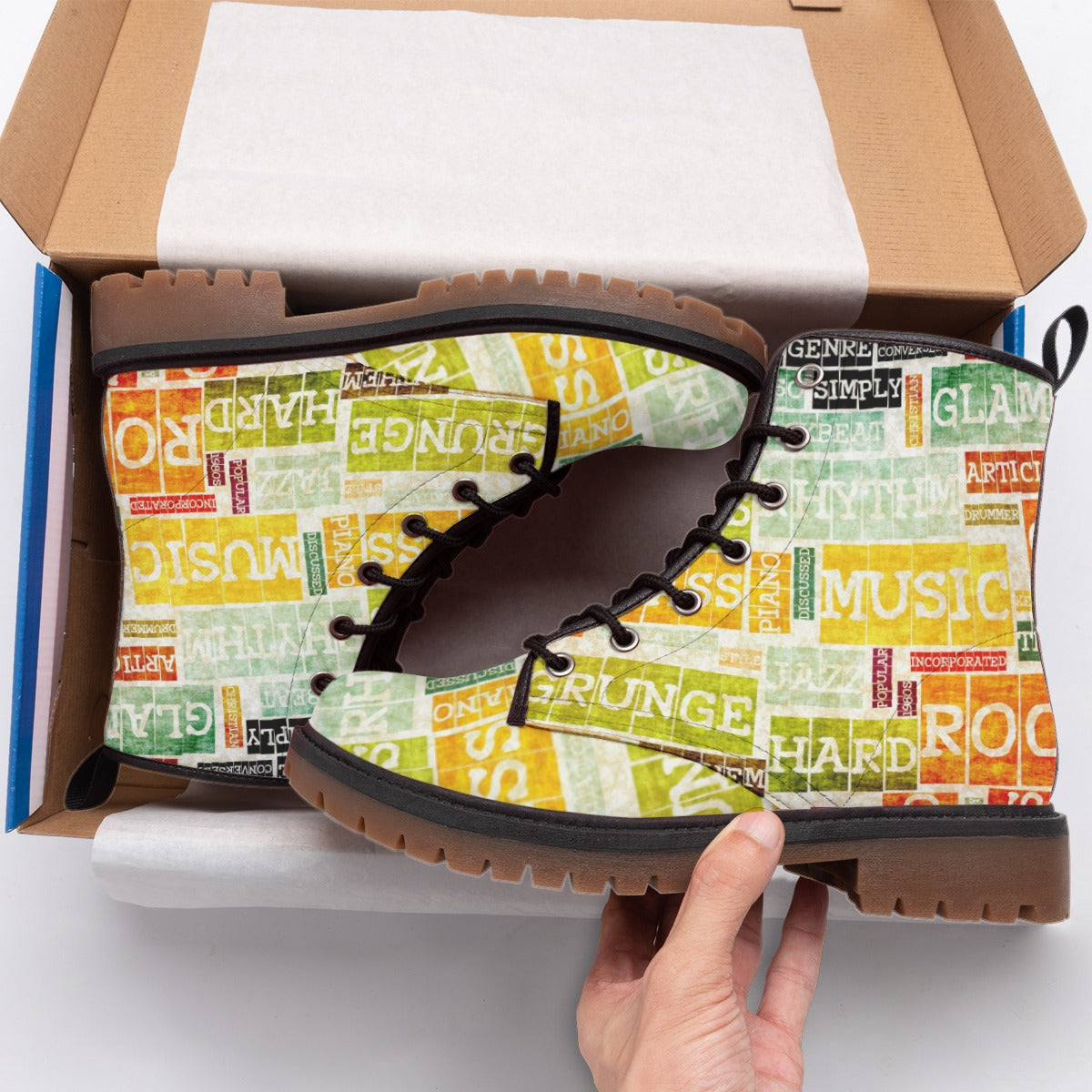 Customizable All-Over Print Men's Martin Short Boots