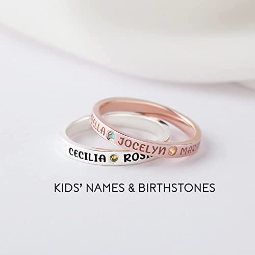 Mom Ring With Kids Names, Personalized Mother Ring, Birthstone Ring