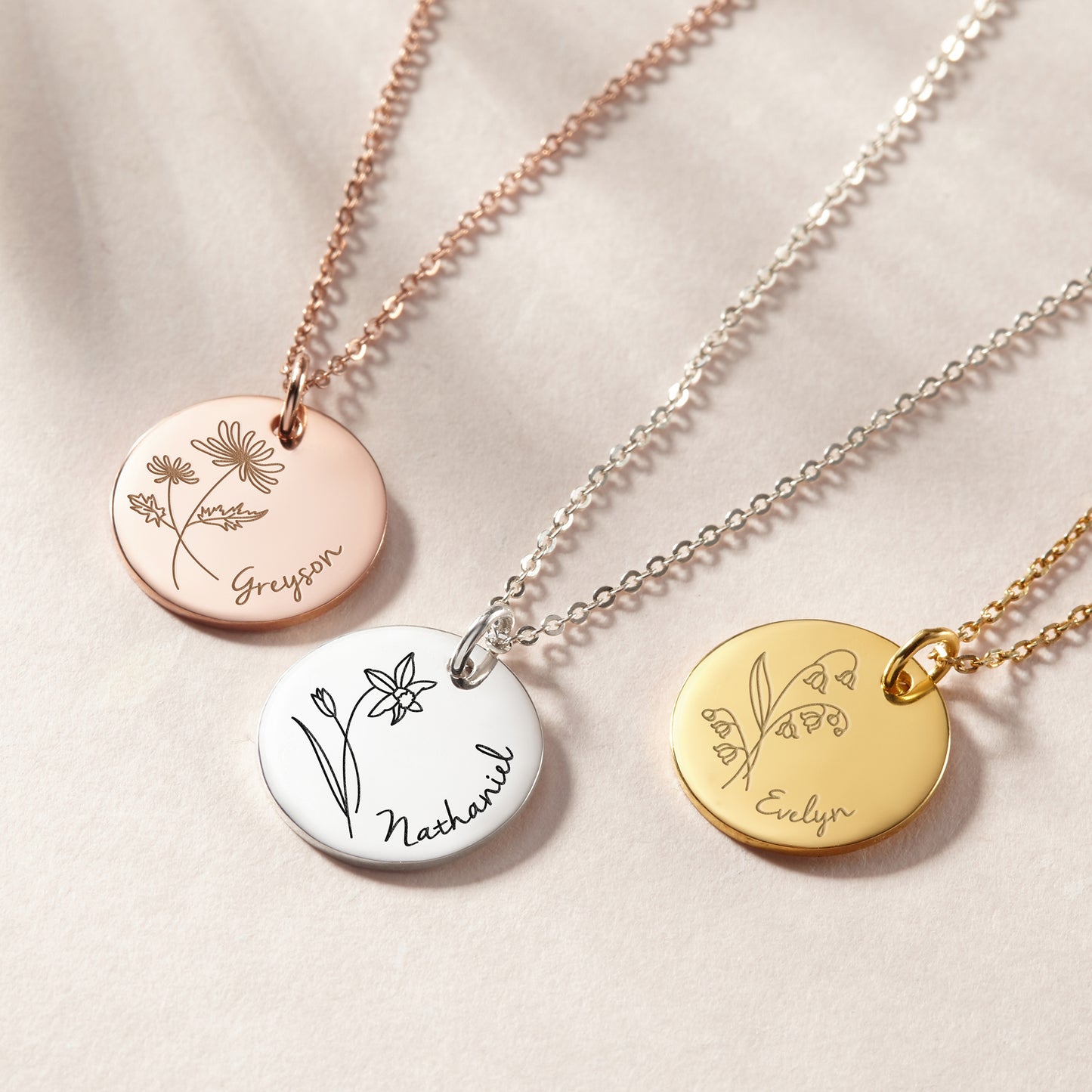 Birth Month Flower Necklace, Birth Flower Jewelry, Mother Necklace