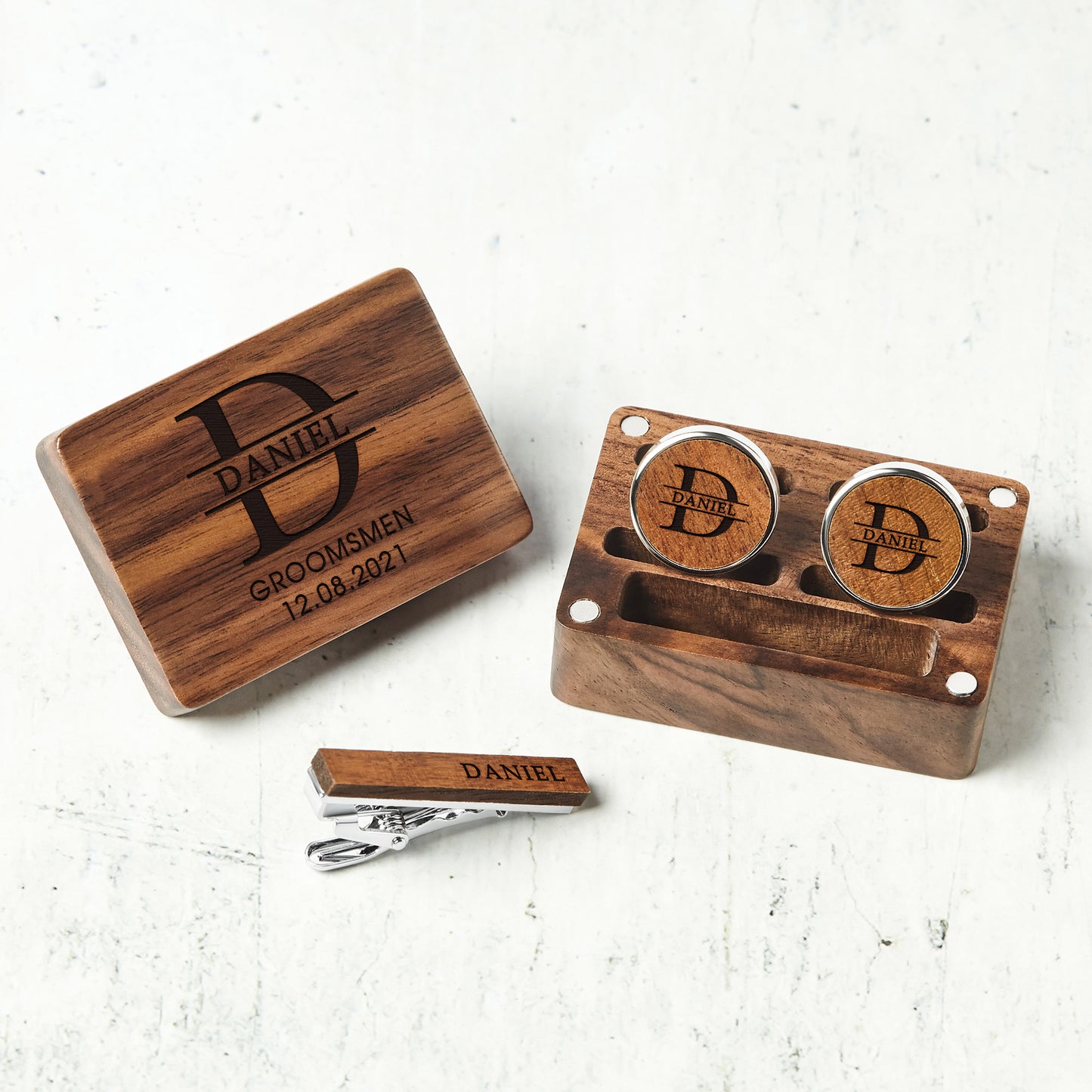 Custom Wood Cufflinks Box Groomsmen Cufflinks Monogram Cufflinks for Groom Gift for Father in Law Cufflinks for Soon To Be Husband