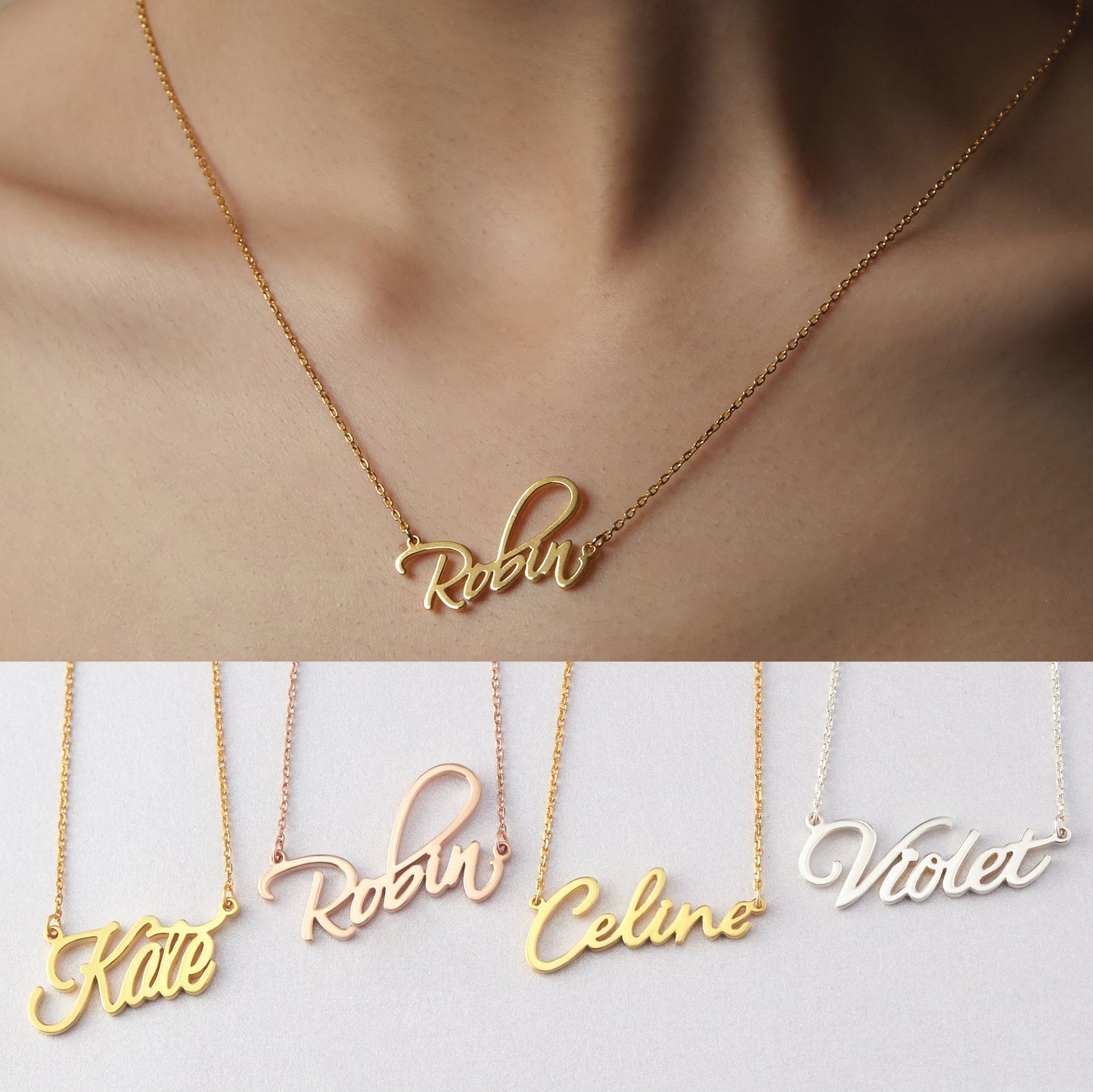 Nameplate Necklace Cursive Name Necklace SCRIPT Name Necklace for Her Gift for Girlfriend Anniversary Gift for Wife Mother Birthday Gift