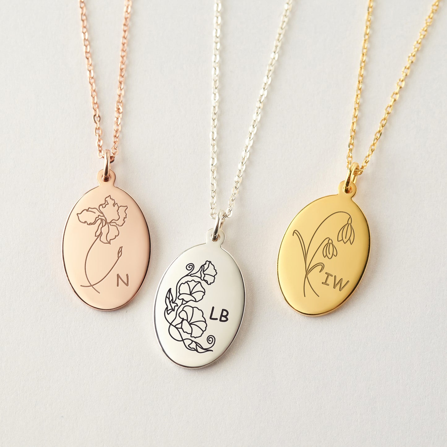 Birth Flower Necklace For Mom, Mother Jewelry, Mom Necklace Flowers