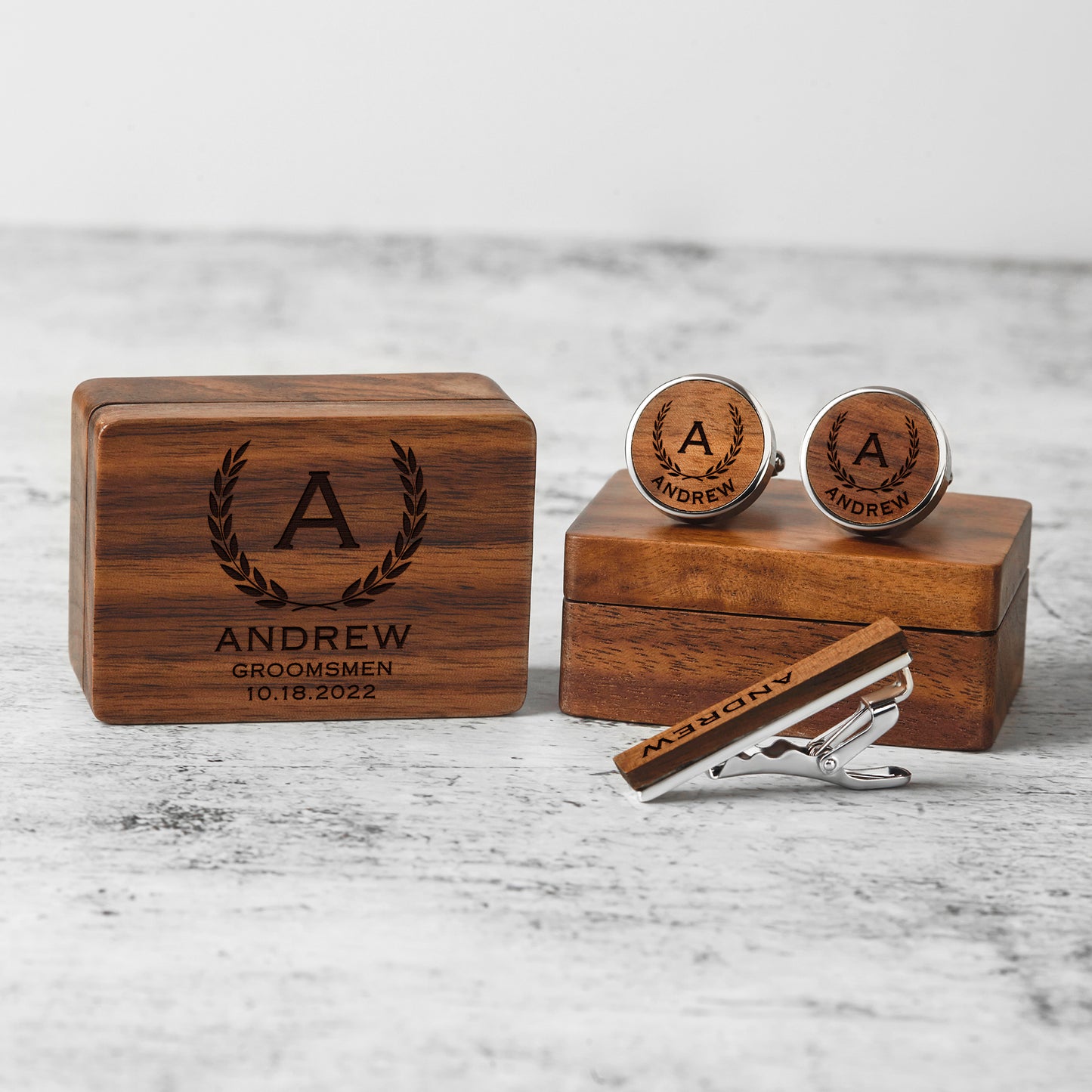 Custom Wood Cufflinks Box Groomsmen Cufflinks Monogram Cufflinks for Groom Gift for Father in Law Cufflinks for Soon To Be Husband