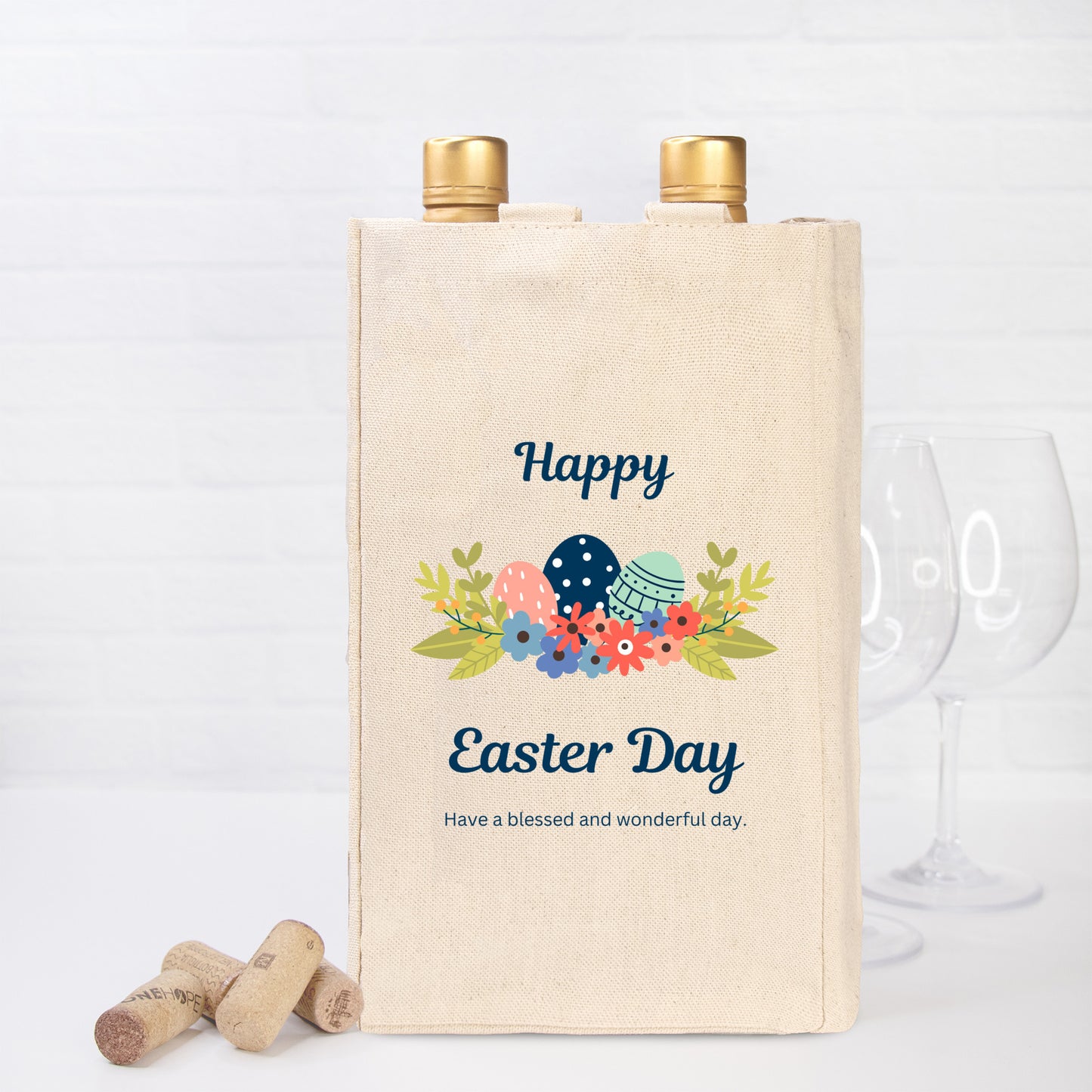 Easter Double Wine Tote Bag