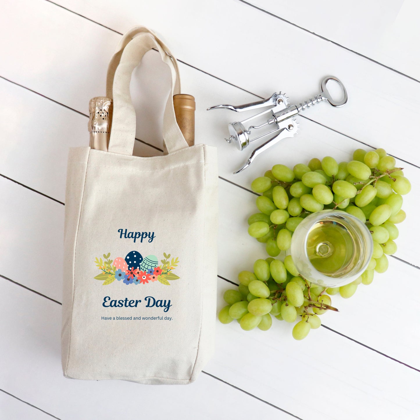 Easter Double Wine Tote Bag