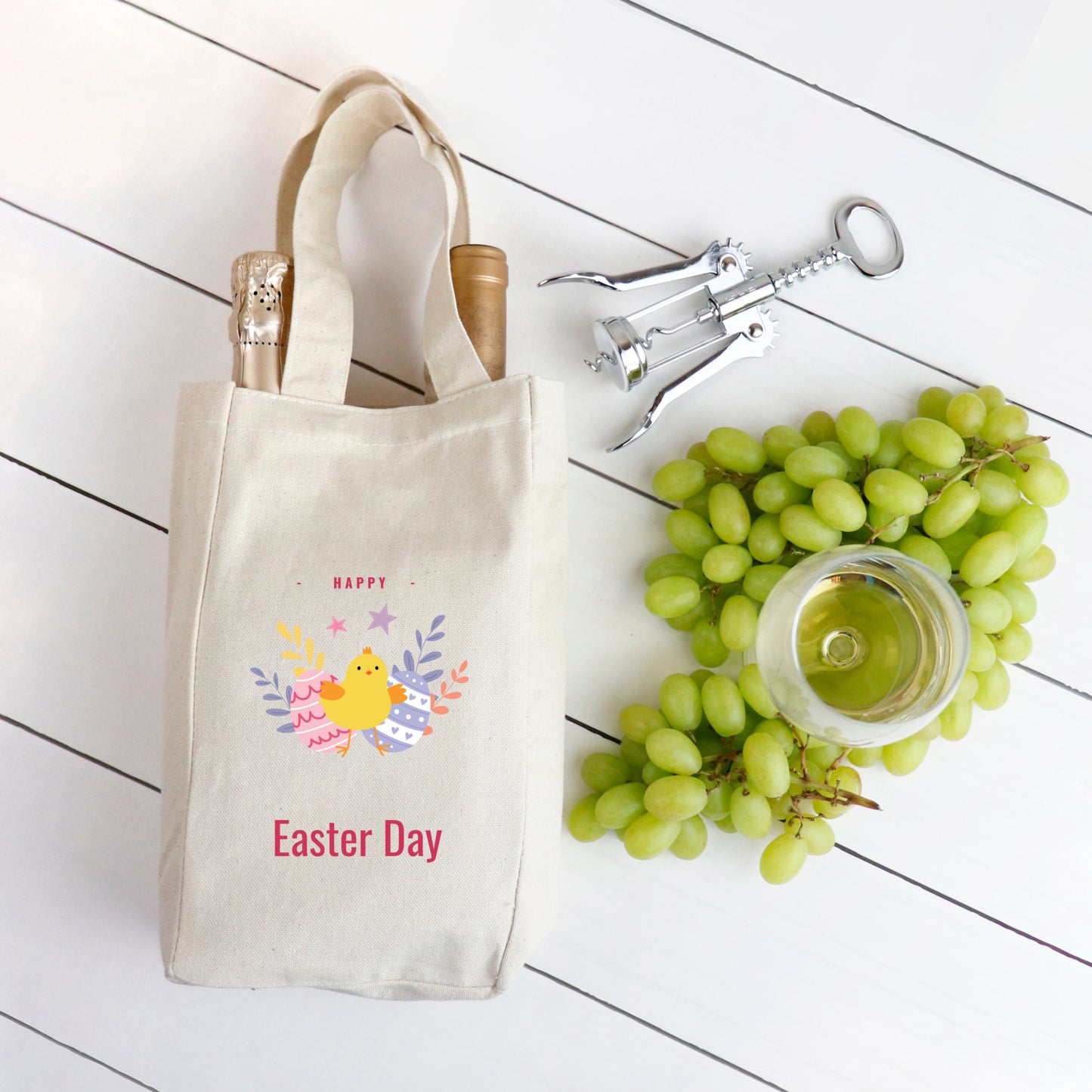 Happy Easter Double Wine Tote Bag